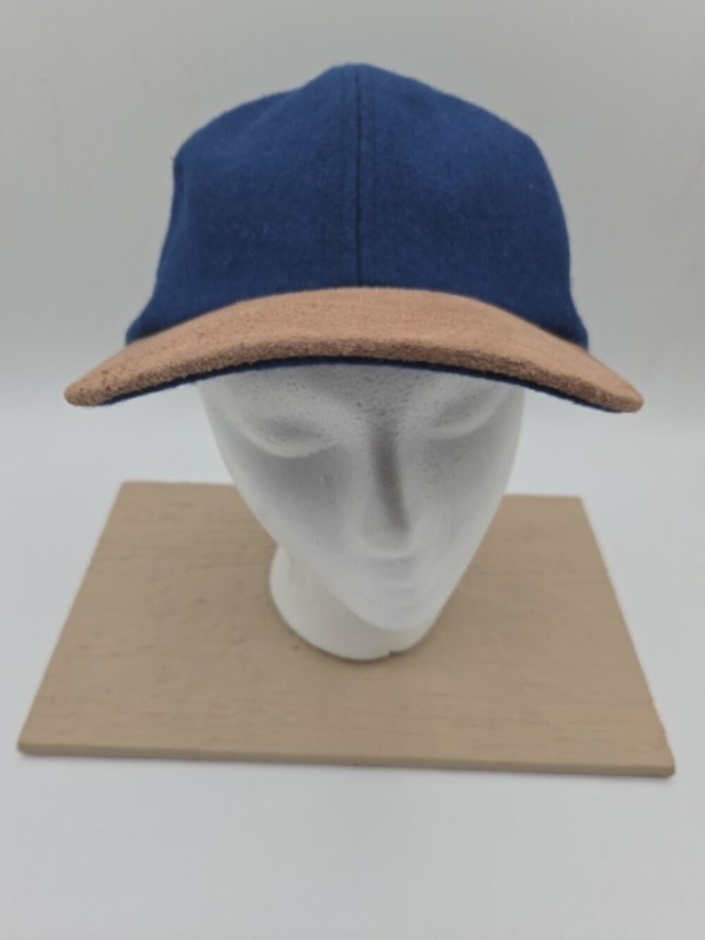 Navy Wool‑Blend Cap with Suede Brim - Picture 2 of 8